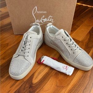 Christian Louboutin White Strass Shoes Mens EU 44, NEW